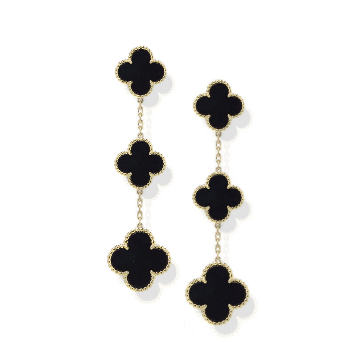 Sterling Silver Triple Black Clover Earring - HK Jewels