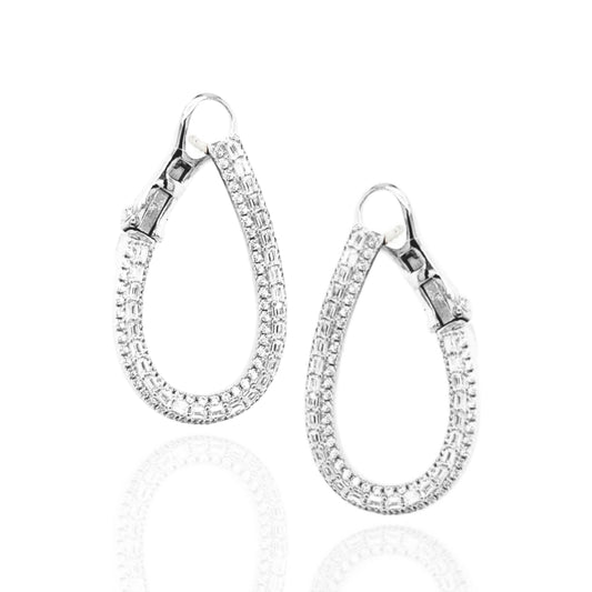 Sterling Silver And Micropave CZ Loop Earring - HK Jewels