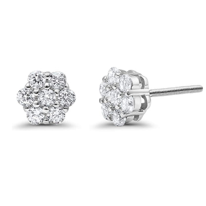 14K Gold CZ Flower Stud Earrings - HK Jewels