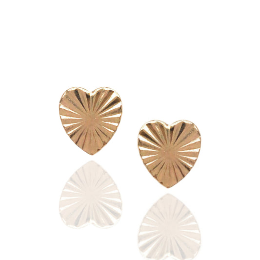 14K Flat Heart Stud Earrings - HK Jewels