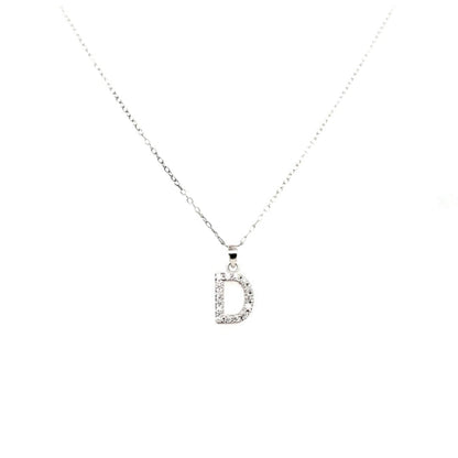 Sterling Silver And CZ Initial Pendant - HK Jewels