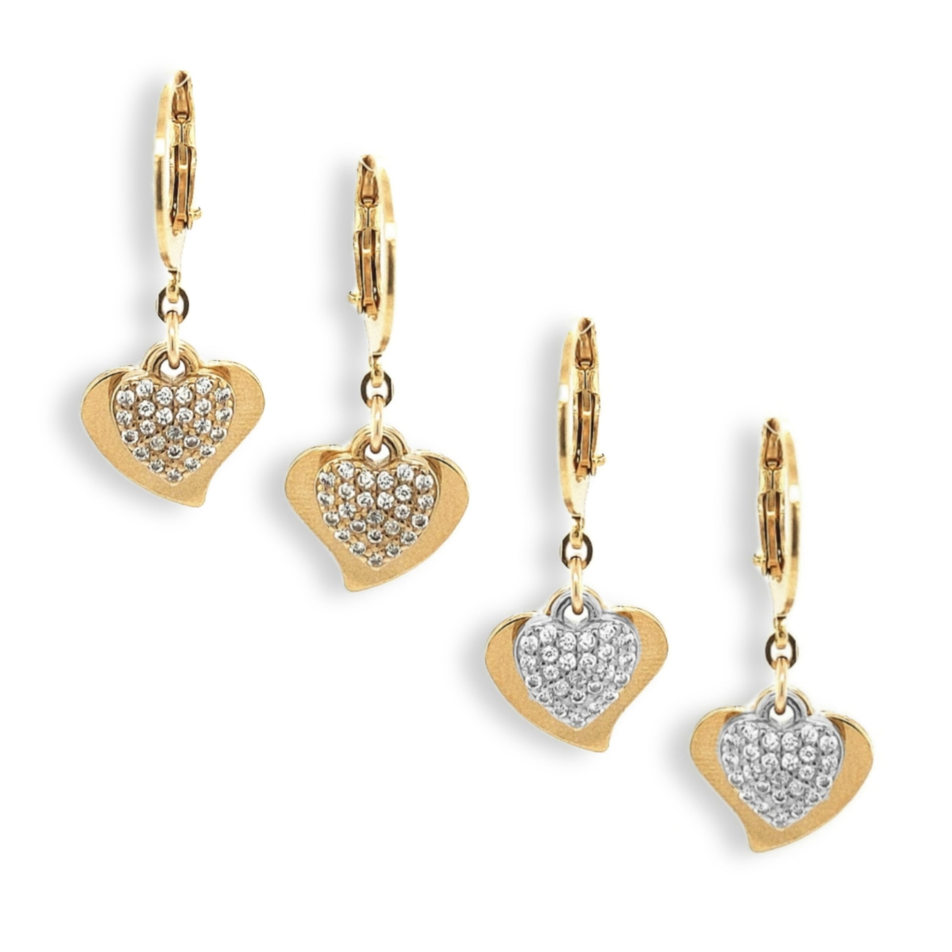 Surgical Steel Solid And CZ Heart Earrings - HK Jewels
