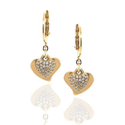 Surgical Steel Solid And CZ Heart Earrings - HK Jewels