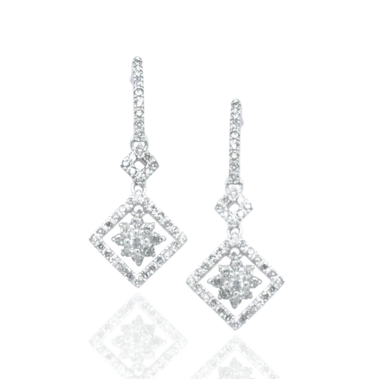 14k Diamond Shape Diamond Earrings - HK Jewels