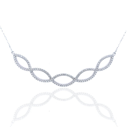 Sterling Silver Micro Pave Twisted Bar Necklace - HK Jewels