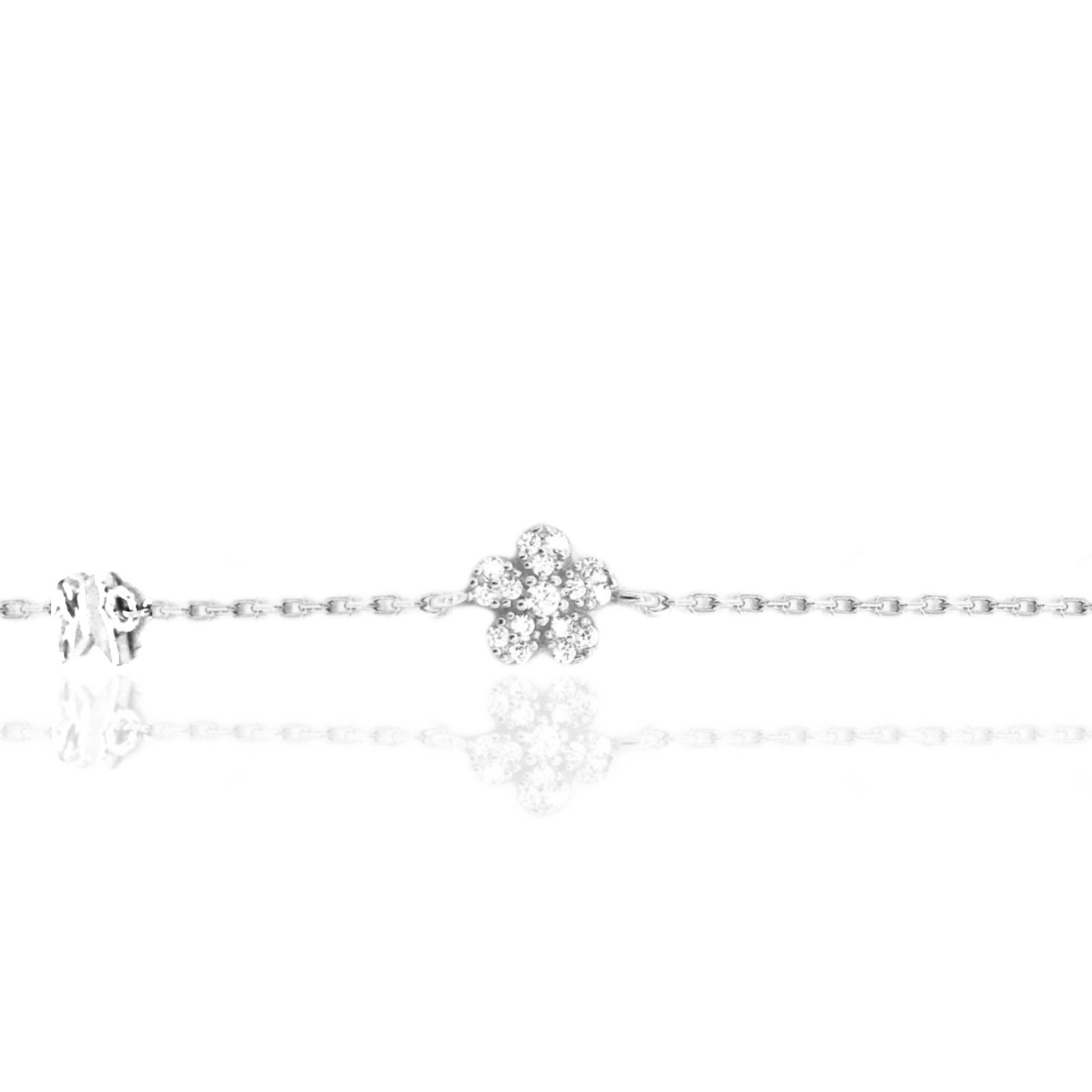 Sterling Silver Butterfly And CZ Flower Bracelet - HK Jewels