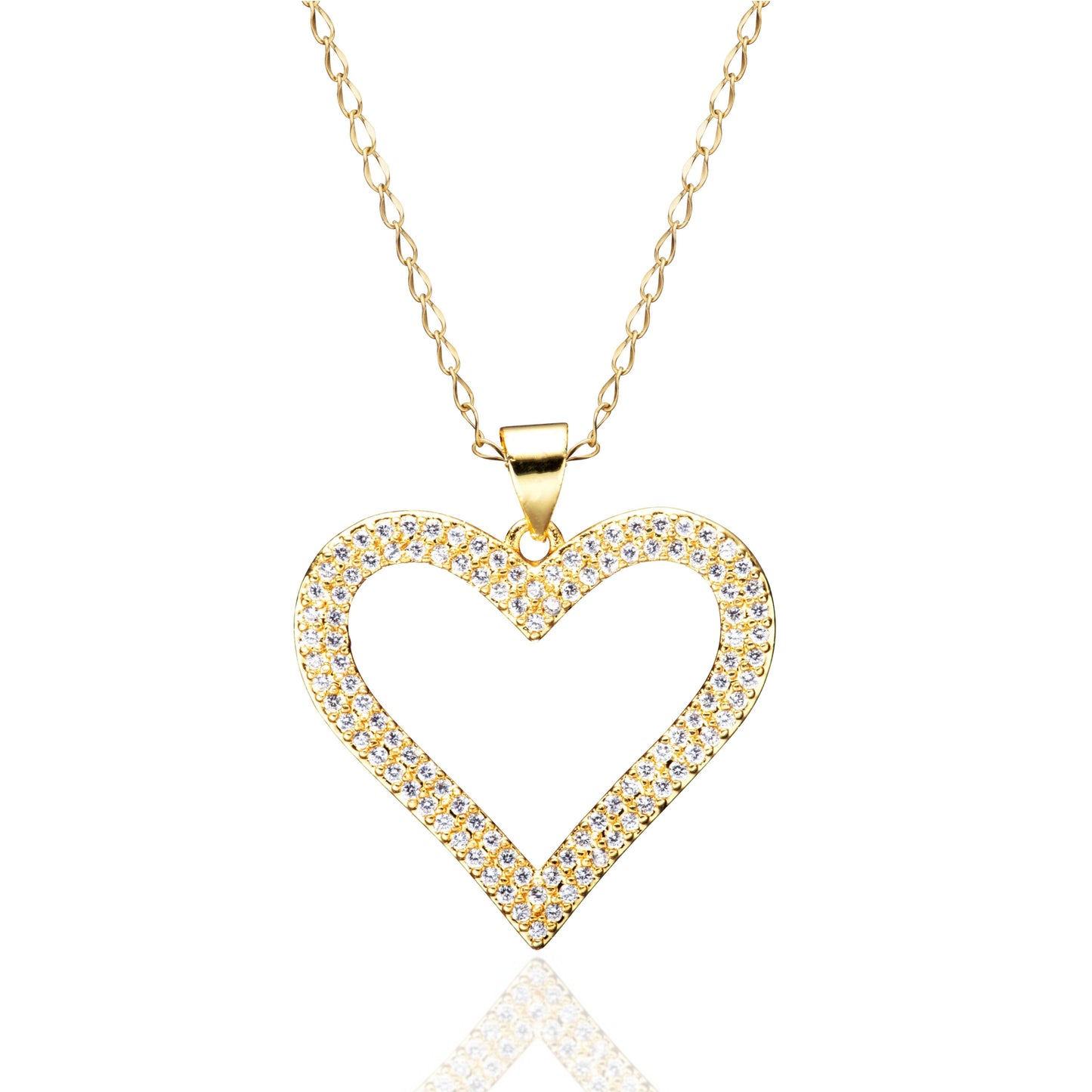 Gold Plated CZ  Heart Necklace - HK Jewels