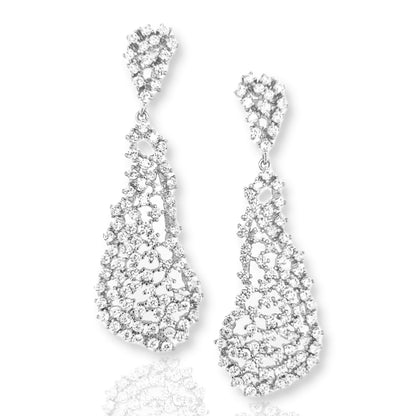 Sterling Silver Sprinkled Diamond Natural Shaped Earrings - HK Jewels