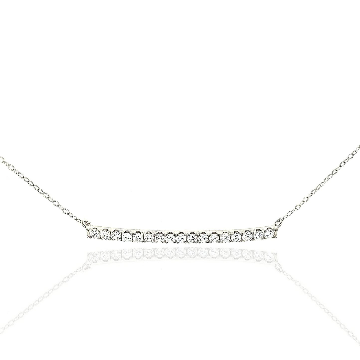 Sterling Silver One Row Bar Necklace - HK Jewels