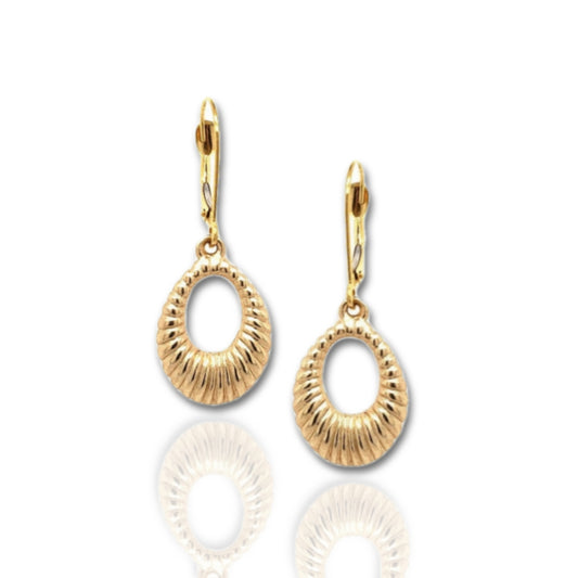 14k Gold Oval Leverback Earring - HK Jewels