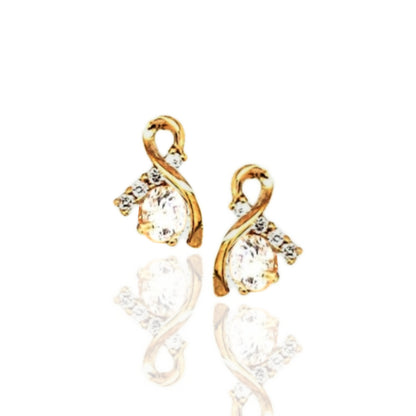 14k Childrens Twist CZ Post Earrings - HK Jewels