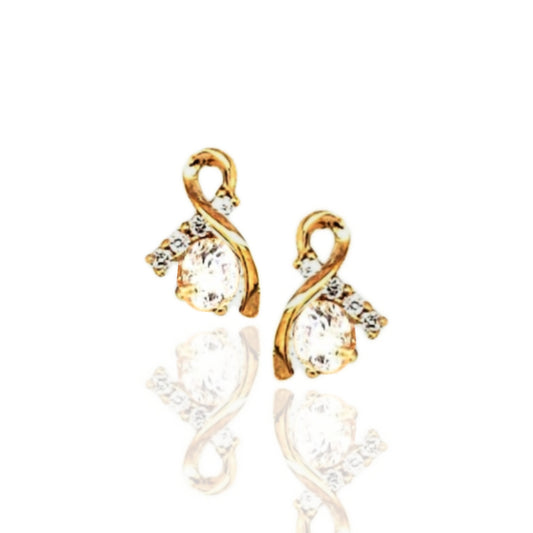 14k Childrens Twist CZ Post Earrings - HK Jewels