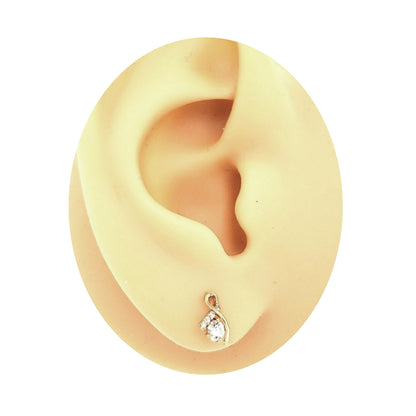 14k Childrens Twist CZ Post Earrings - HK Jewels