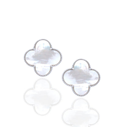 Sterling Silver Clover Stud Earrings - HK Jewels