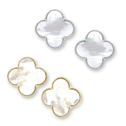 Sterling Silver Medium Clover Stud Earrings - HK Jewels