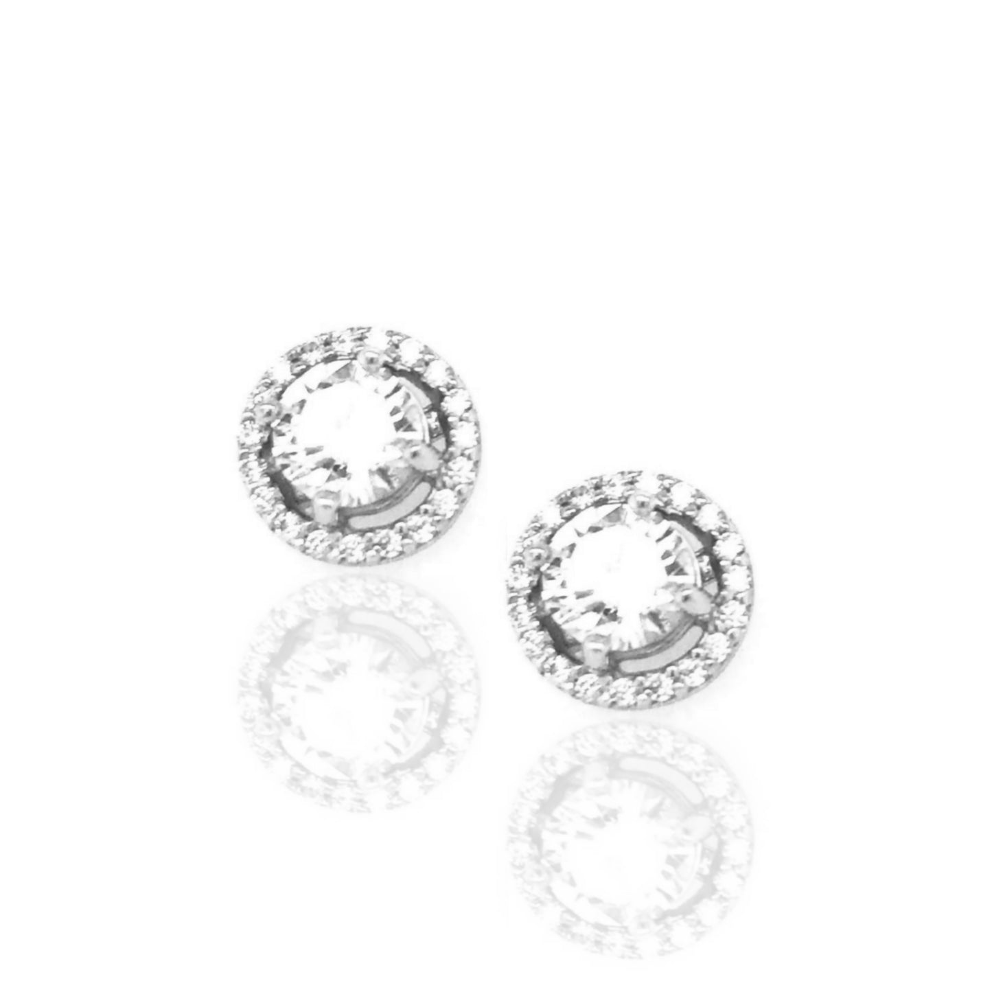 Sterling Silver Round Solitaire Stud Earrings - HK Jewels