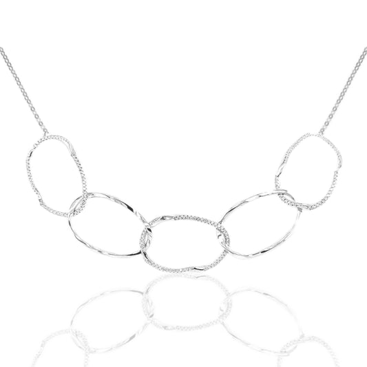 Sterling Silver Large Link CZ Necklace - HK Jewels