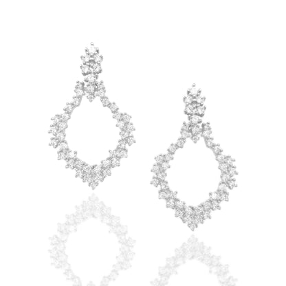 Sterling Silver Micropave Hanging Teardrop Earring - HK Jewels