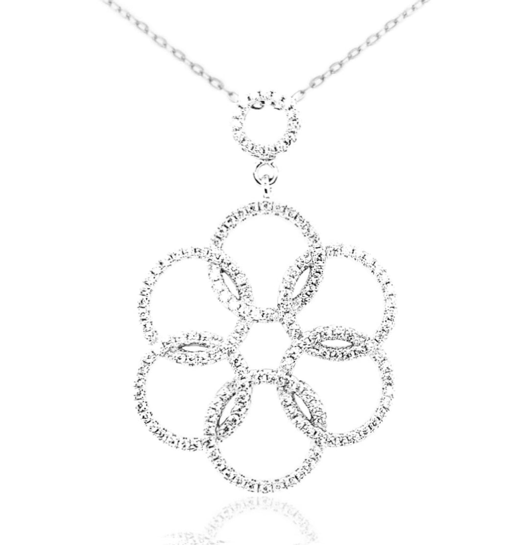 Sterling Silver Overlapping CZ Circles Pendant - HK Jewels
