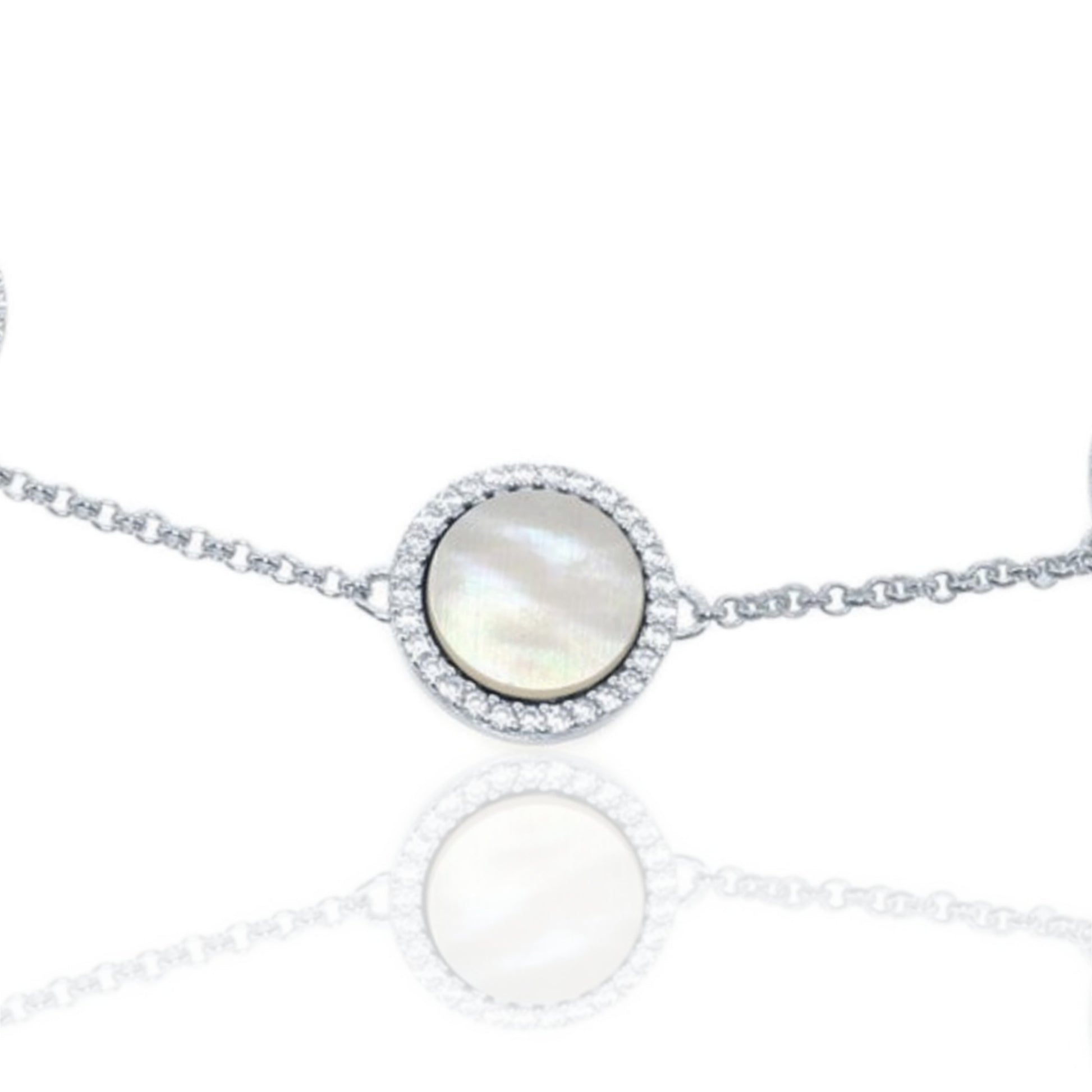 Sterling Silver MOP CZ Circle Bracelet - HK Jewels