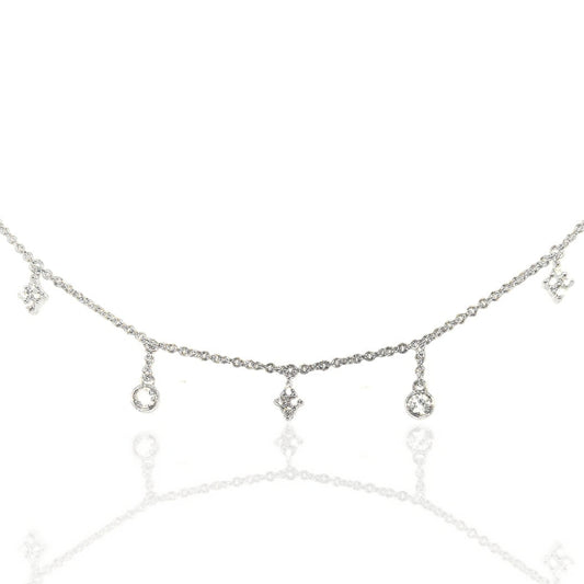 Sterling Silver Hanging CZ Necklace - HK Jewels