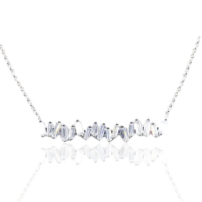 Sterling Silver Baguette Bar Necklace - HK Jewels