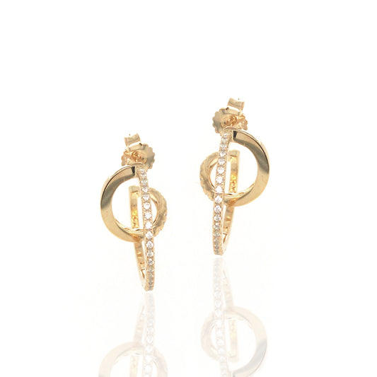 Gold Plated Sterling Silver Twisted Circle Earrings - HK Jewels