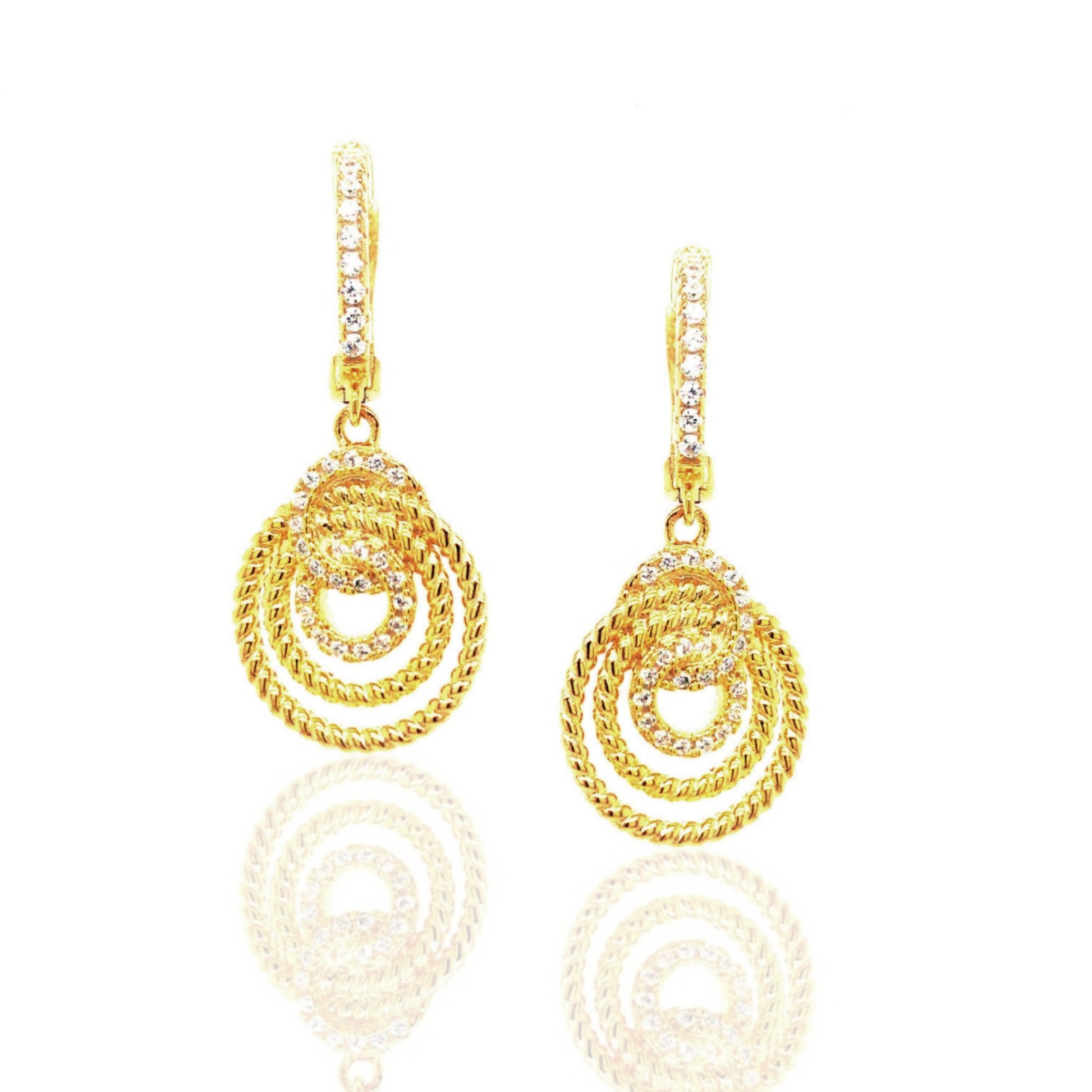 Sterling Silver Circle Gold Plated Earrings - HK Jewels
