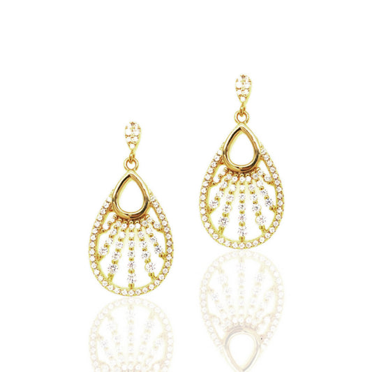 Sterling Silver Gold Plated Teardrop Earrings - HK Jewels