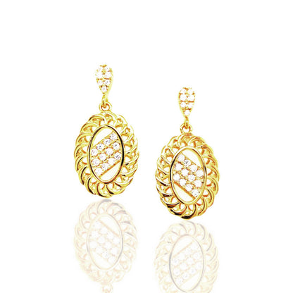 Sterling Silver Gold Plated Small Oval Earrings - HK Jewels