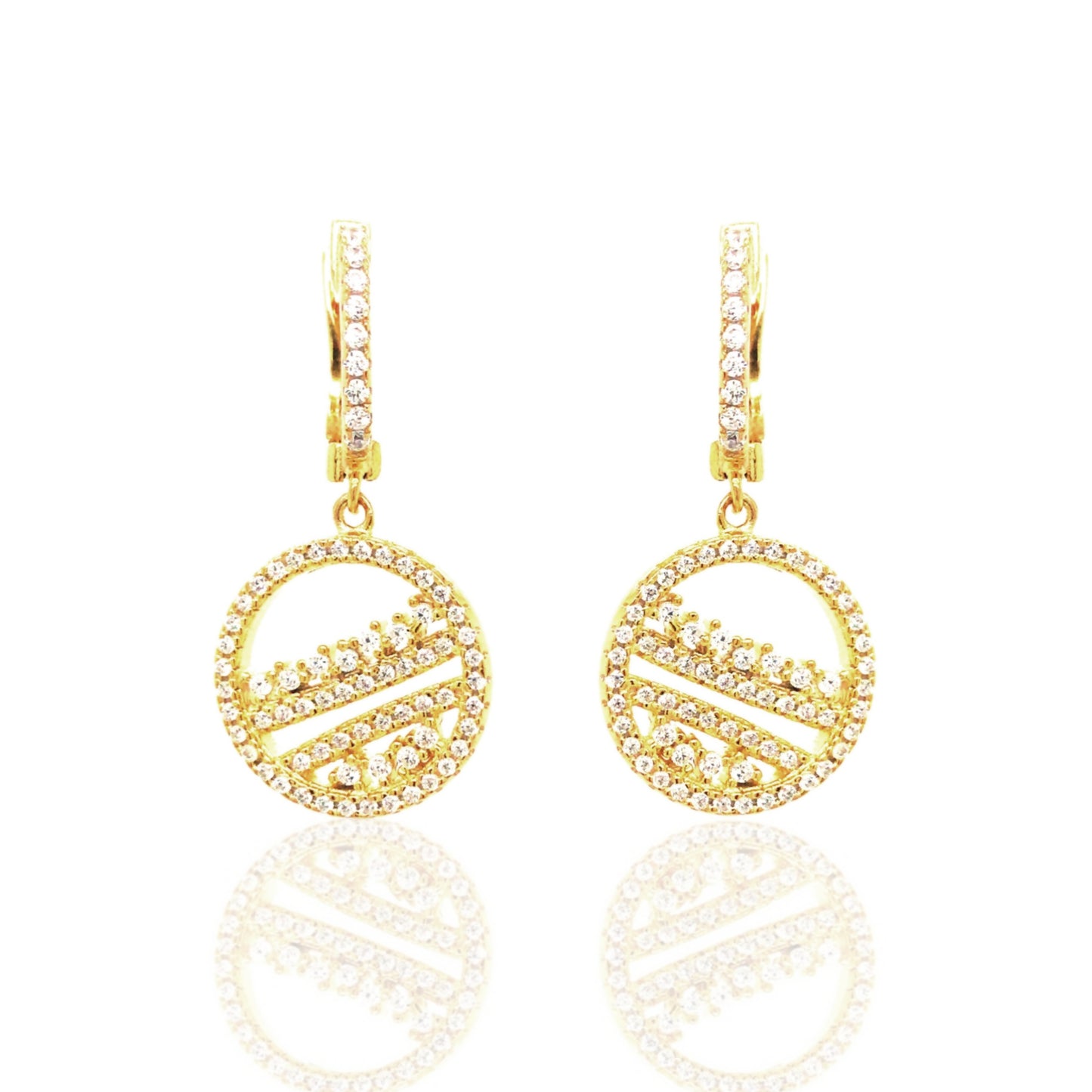 Sterlilng Silver Round Hanging Gold Plated Earring - HK Jewels
