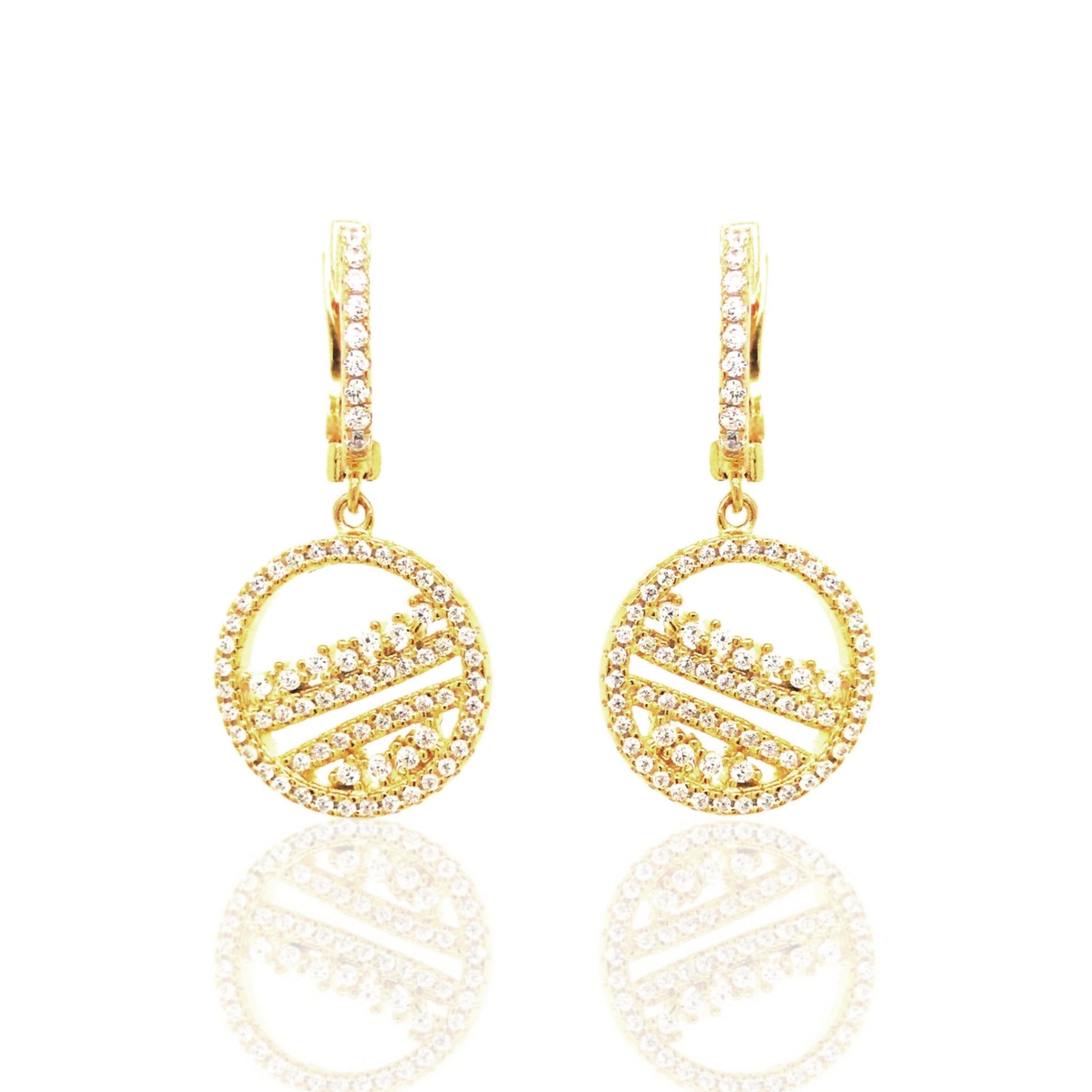 Sterlilng Silver Round Hanging Gold Plated Earring - HK Jewels