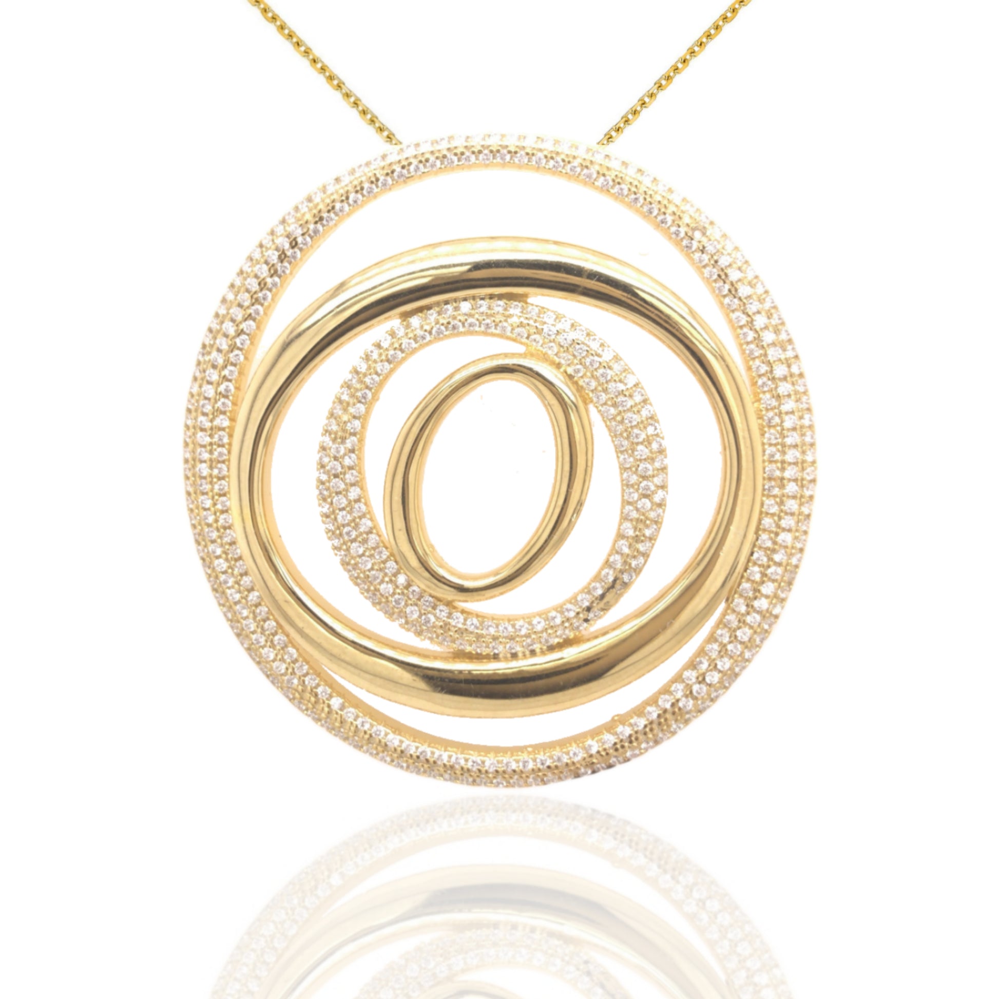 Sterling Silver Large Circles Pendant - HK Jewels