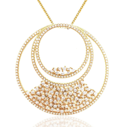 Sterling Silver Gold-Plated Large Round CZ Pendant - HK Jewels