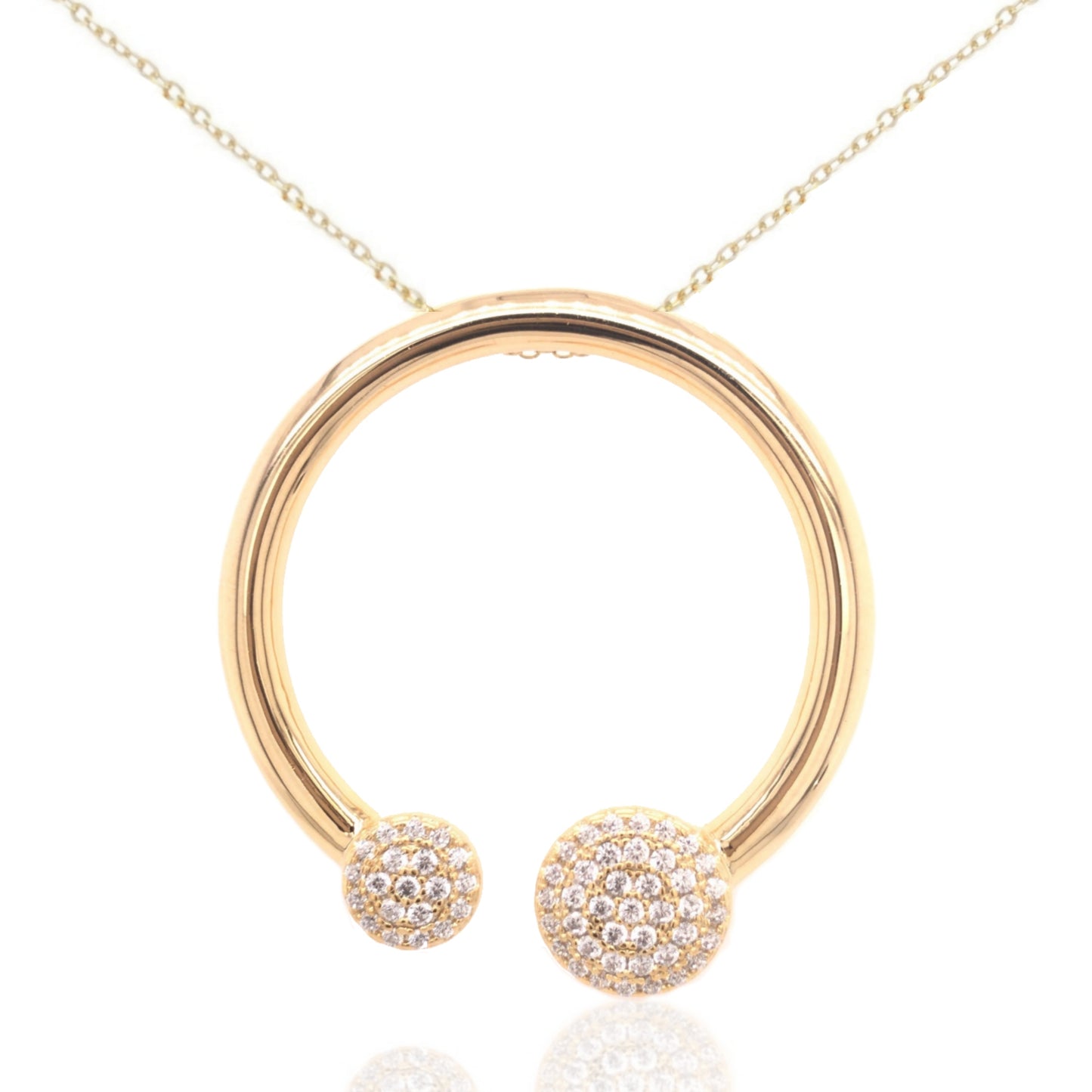 Sterling Silver Gold Plated Circle Pendant - HK Jewels