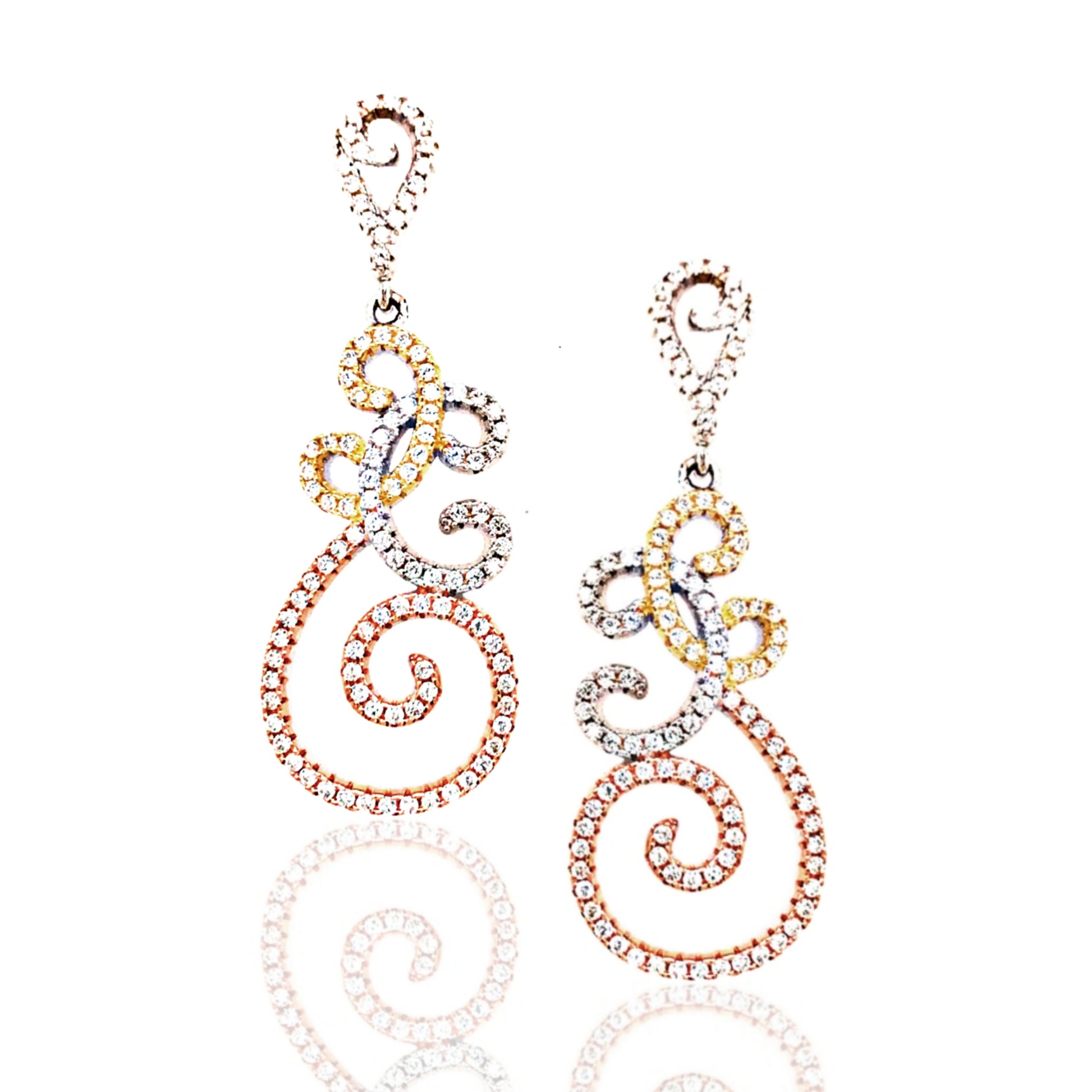 Sterling Silver Tricolor Micropave Earrings - HK Jewels