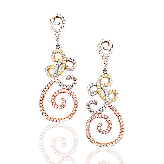 Sterling Silver Tricolor Micropave Earrings - HK Jewels