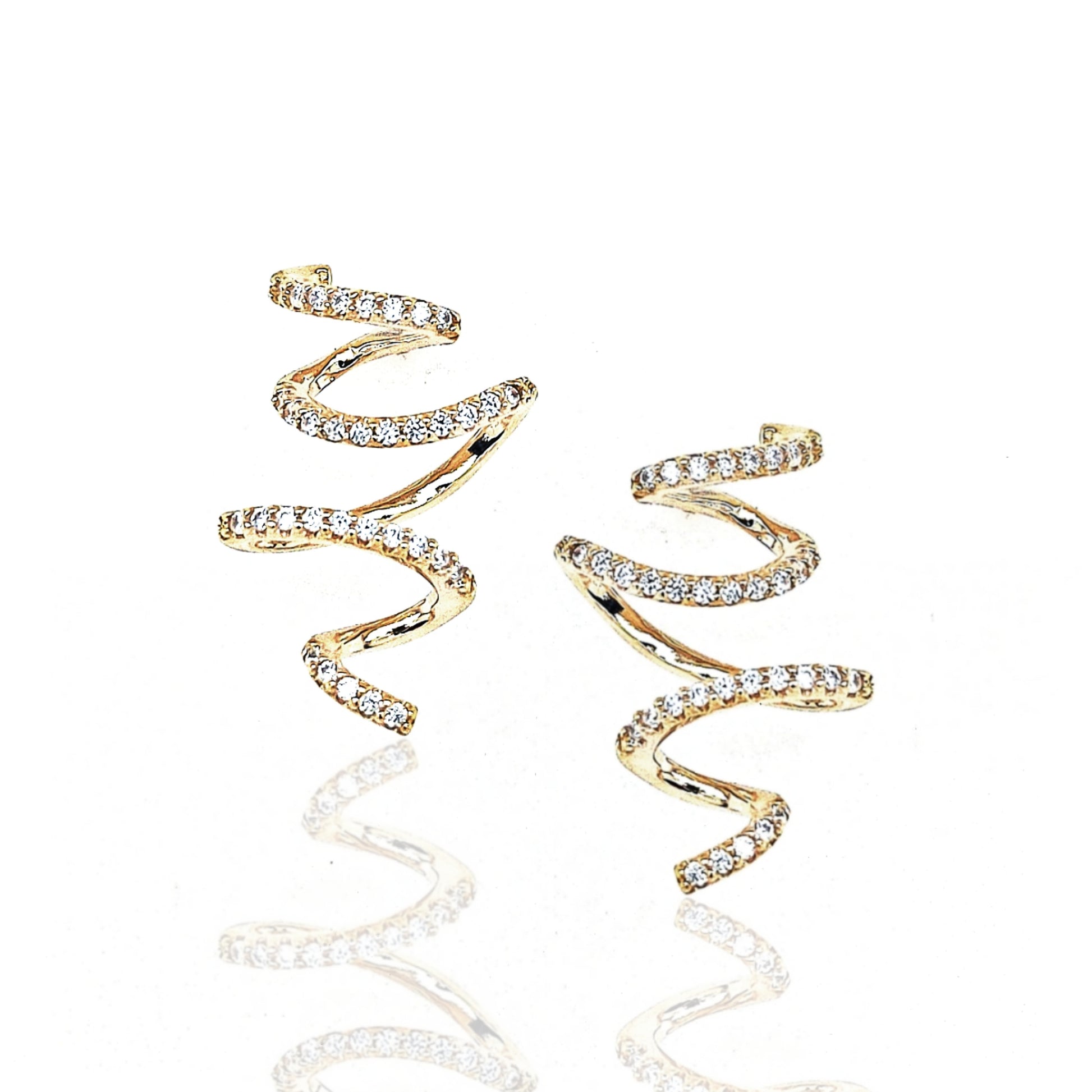 Gold Plated Sterling Silver Swirl Earrings - HK Jewels