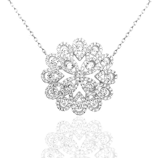 Sterling Silver Round/Flower Pendant - HK Jewels