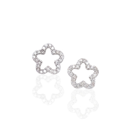 14k Micropave Cz Flower Studs - HK Jewels