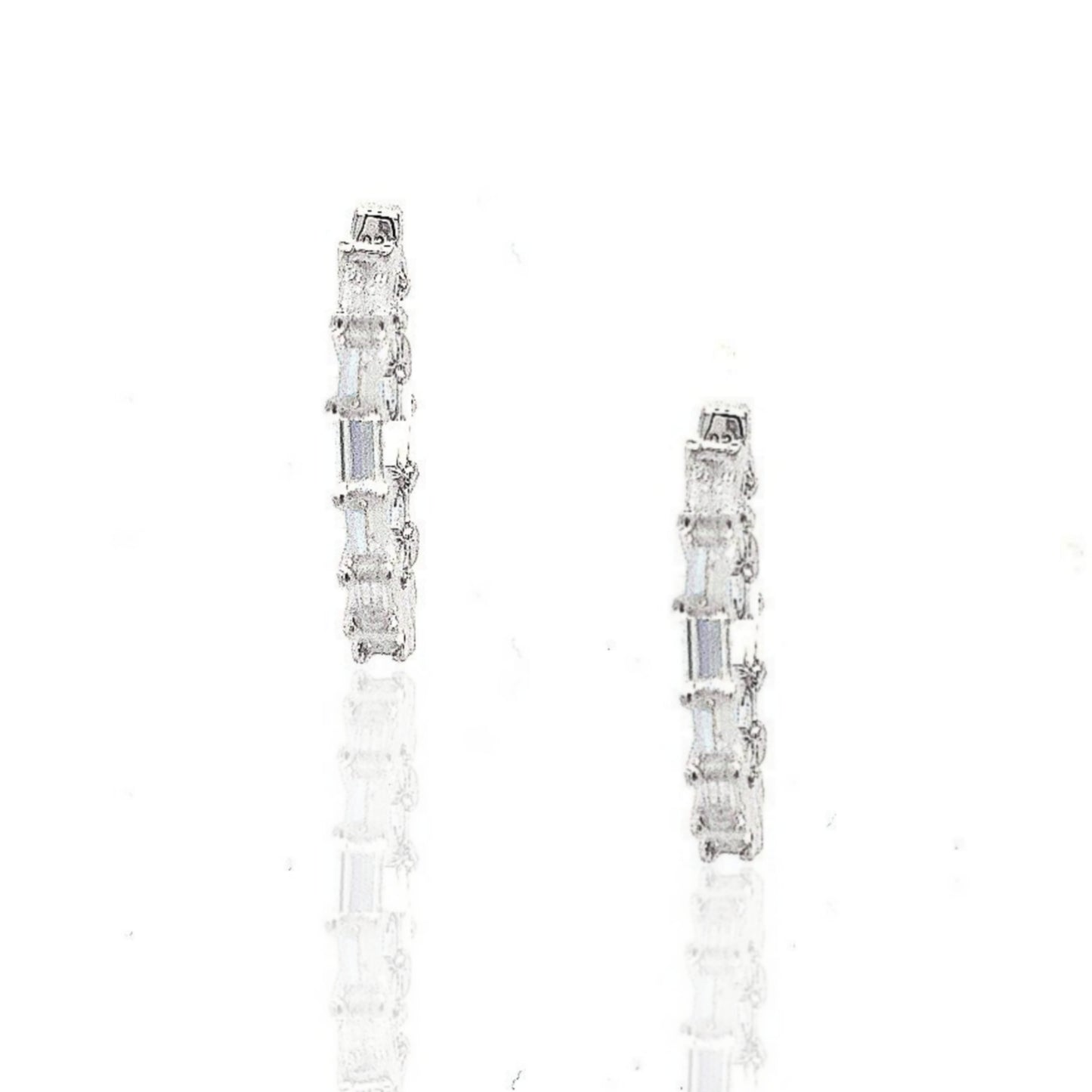 Sterling Silver 1 Inch Baguette Hoop Earring - HK Jewels