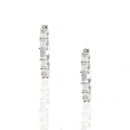 Sterling Silver 1 Inch Baguette Hoop Earring - HK Jewels