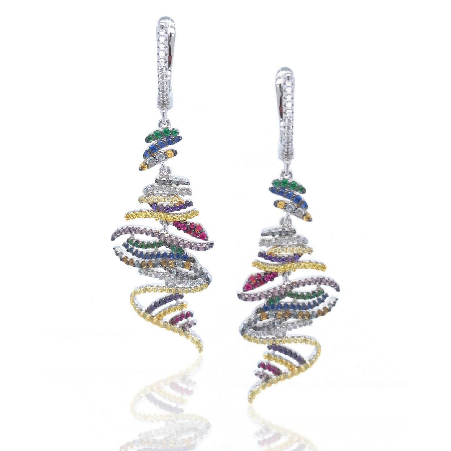 Sterling Silver Multi Colored Micro Pave Earring - HK Jewels