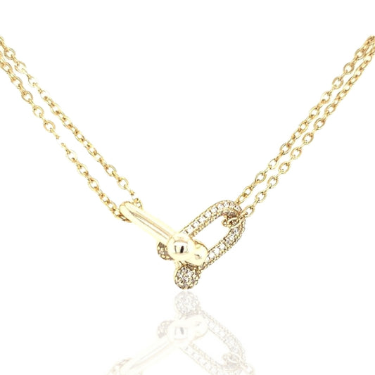 Sterling Silver Gold Plated CZ Link Necklace - HK Jewels
