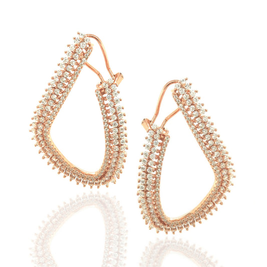 Sterling Silver Triangular Earrings - HK Jewels