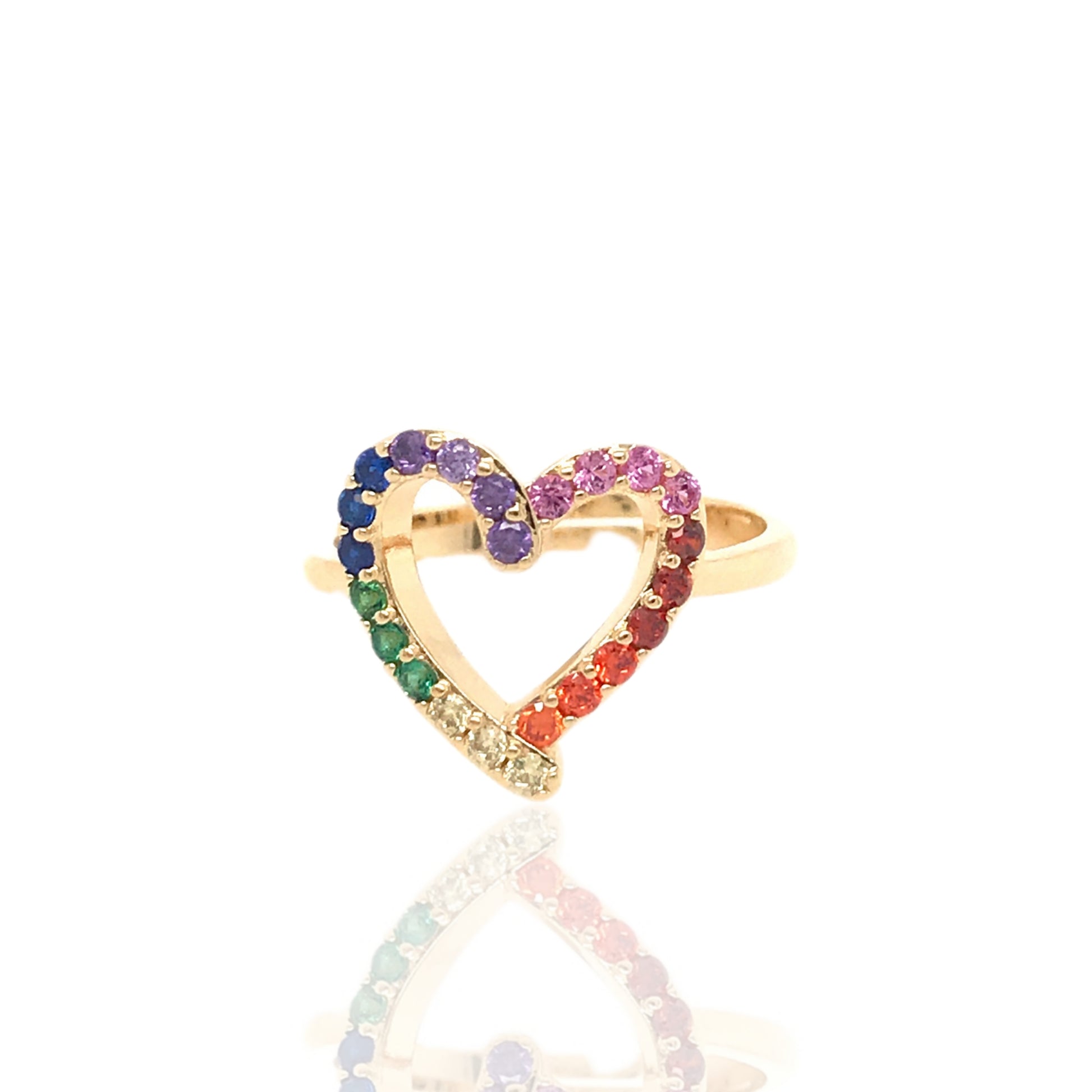 Rainbow Heart Ring - HK Jewels