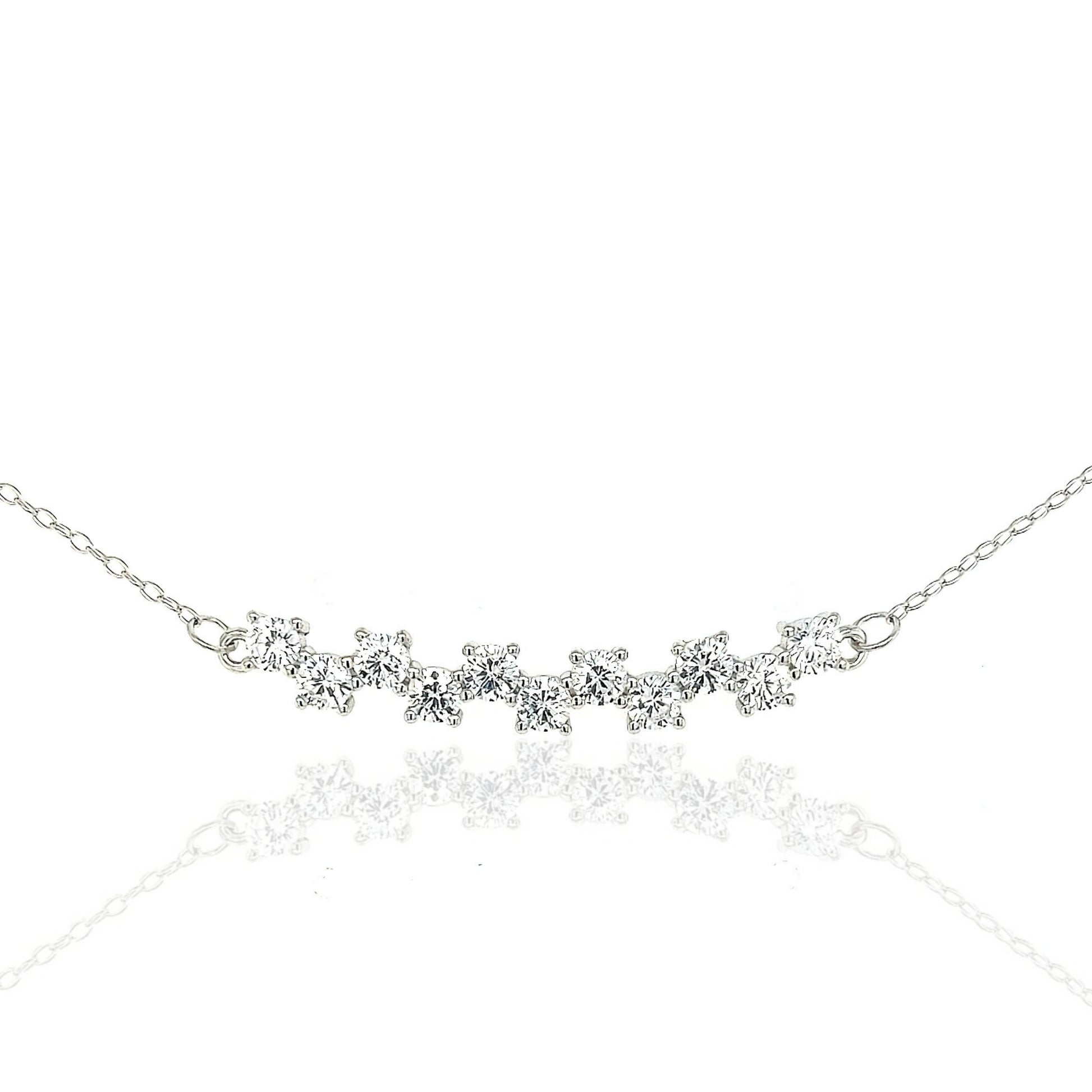 Sterling Silver CZ Bar Necklace - HK Jewels