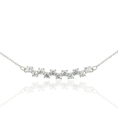 Sterling Silver CZ Bar Necklace - HK Jewels