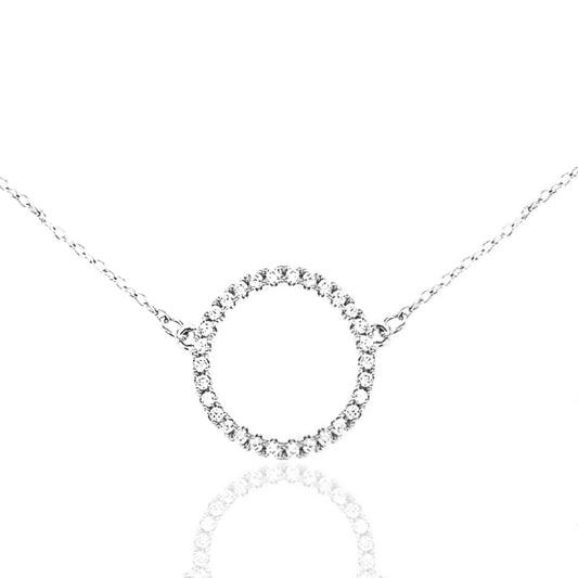 Sterling Silver CZ Circle Necklace - HK Jewels