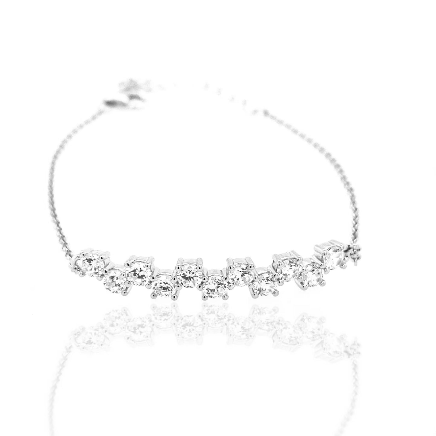 Sterling Silver CZ Bar Bracelet - HK Jewels